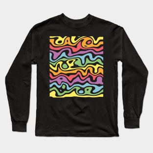 Pastel rainbow liquified lines Long Sleeve T-Shirt